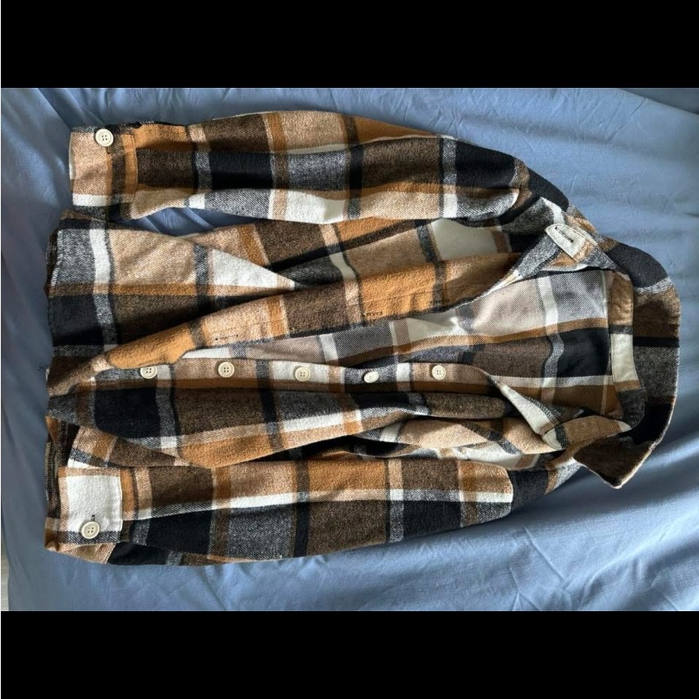 Flannel Shacket - Black, Brown, and White